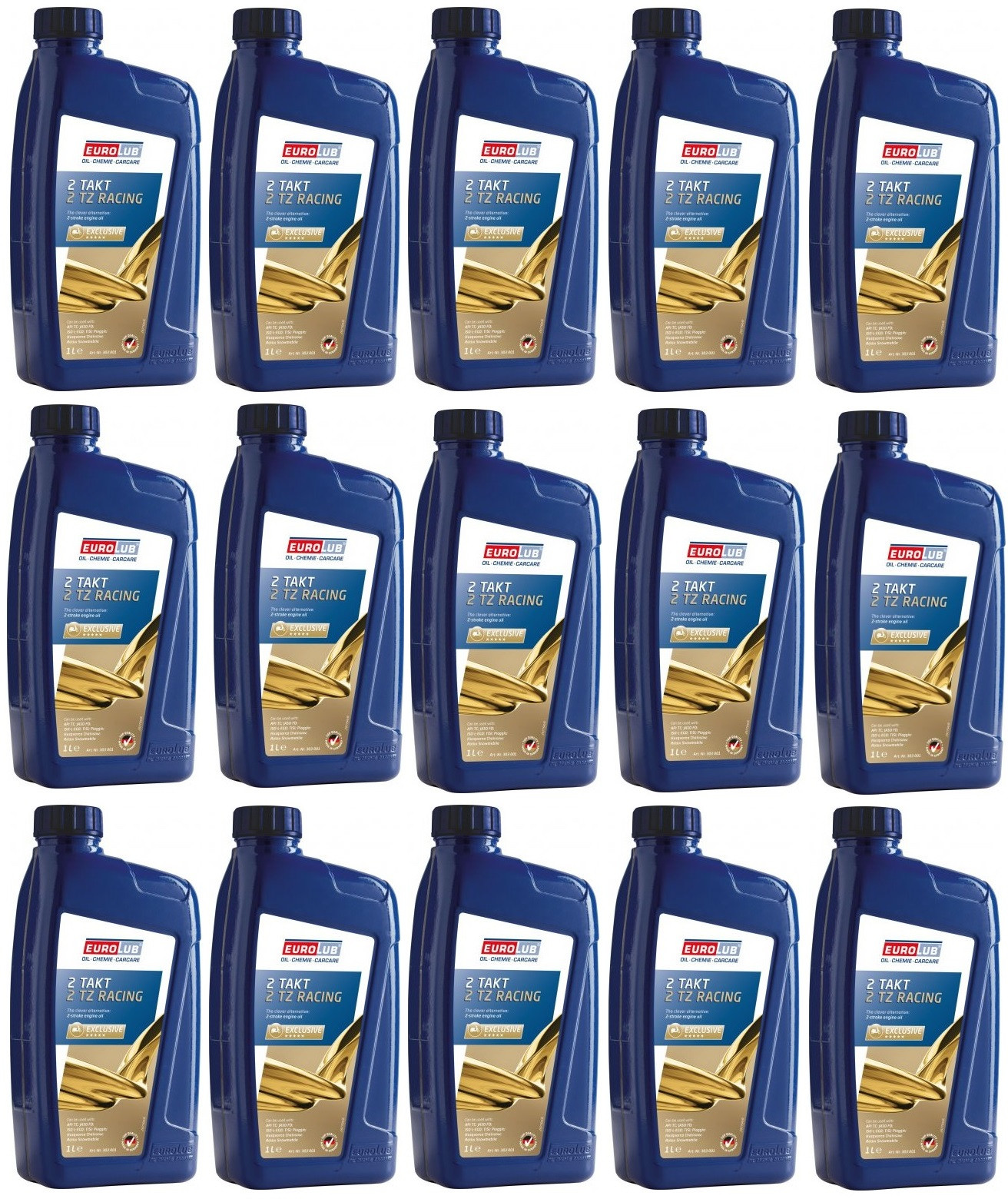 EUROLUB 2 TZ Racing vollsynthetisches 2-Takt Motorrad Motoröl 15x 1l = 15 Liter