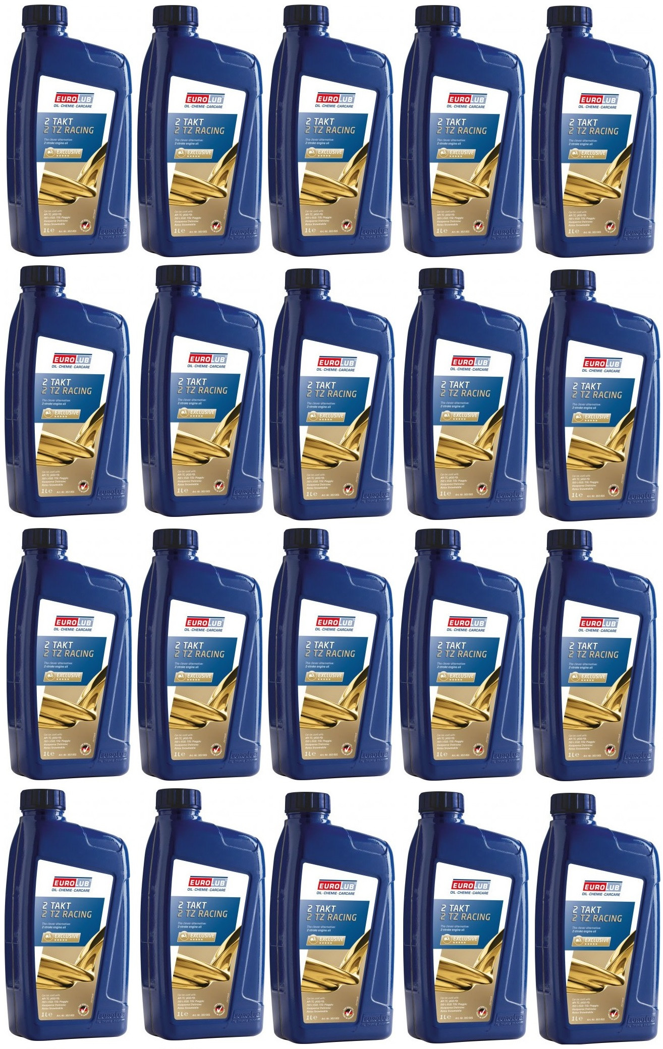 EUROLUB 2 TZ Racing vollsynthetisches 2-Takt Motorrad Motoröl 20x 1l = 20 Liter