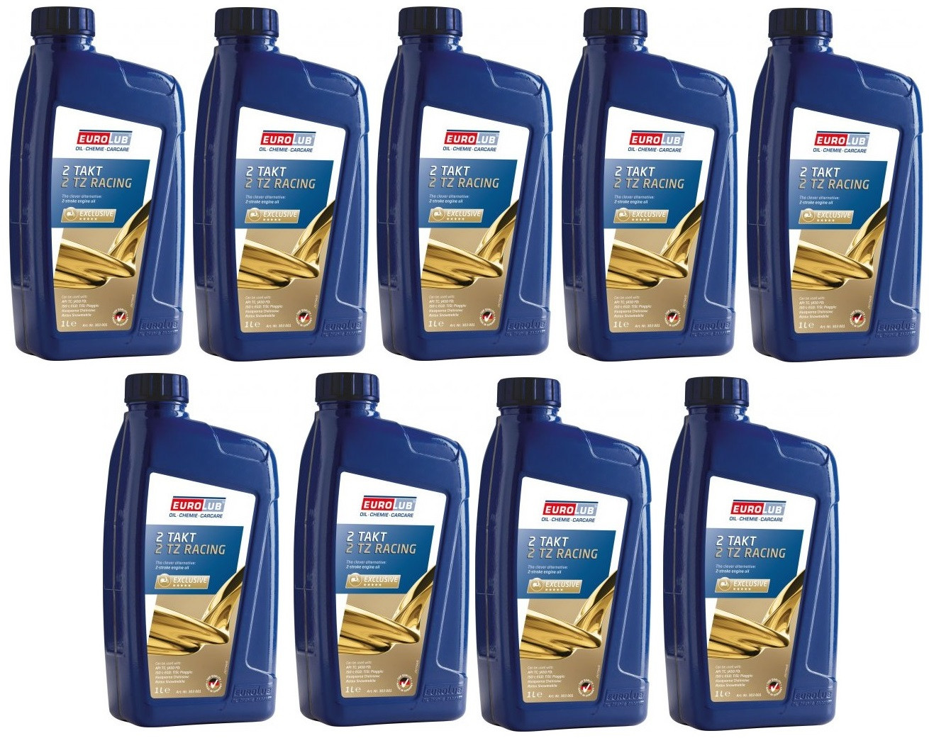 EUROLUB 2 TZ Racing vollsynthetisches 2-Takt Motorrad Motoröl 9x 1l = 9 Liter