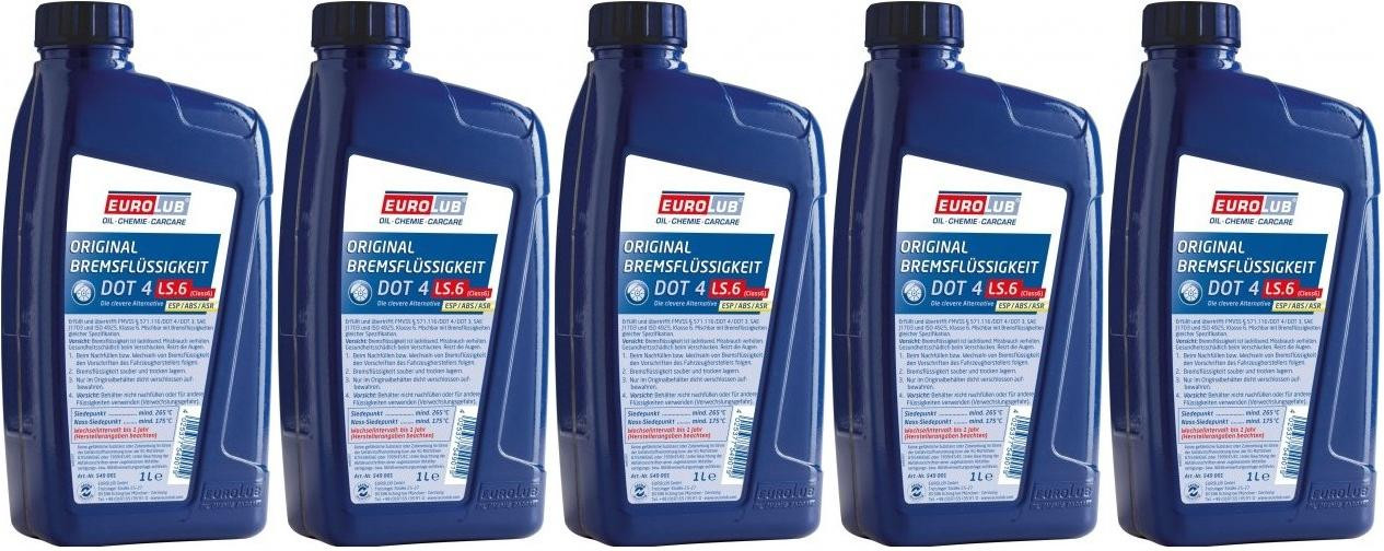 EUROLUB Bremsflüssigkeit DOT4 LS.6 (CLASS6) 5x 1l = 5 Liter
