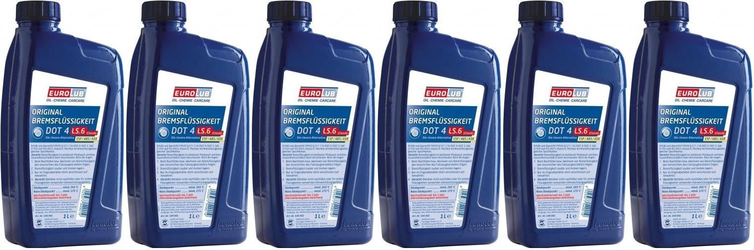 EUROLUB Bremsflüssigkeit DOT4 LS.6 (CLASS6) 6x 1l = 6 Liter