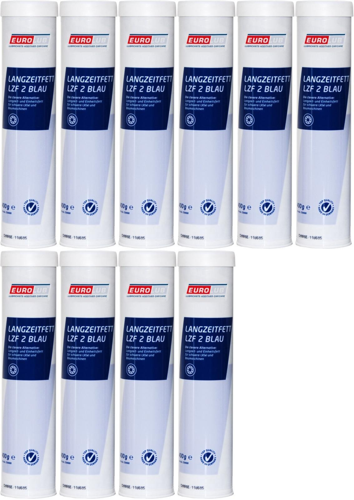 Eurolub Langzeitfett LZF 2 BLAU Fett Kartusche 10x 400 Gramm