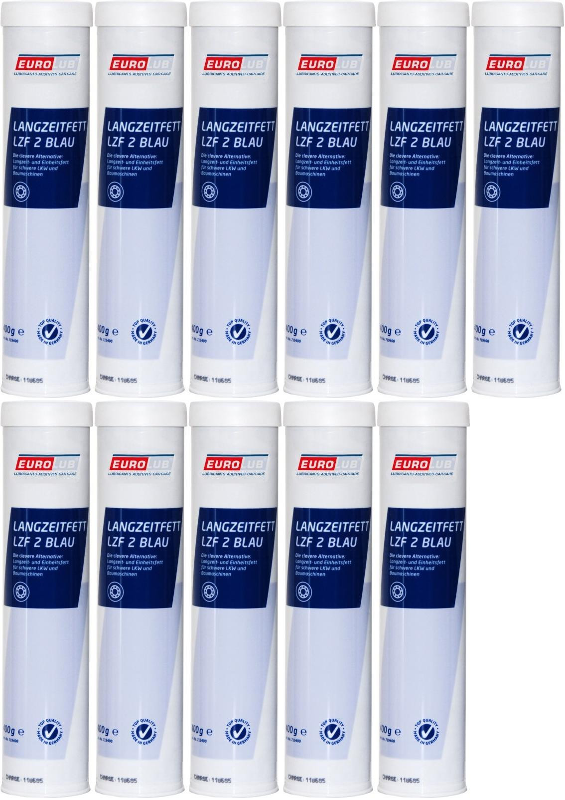 Eurolub Langzeitfett LZF 2 BLAU Fett Kartusche 11x 400 Gramm