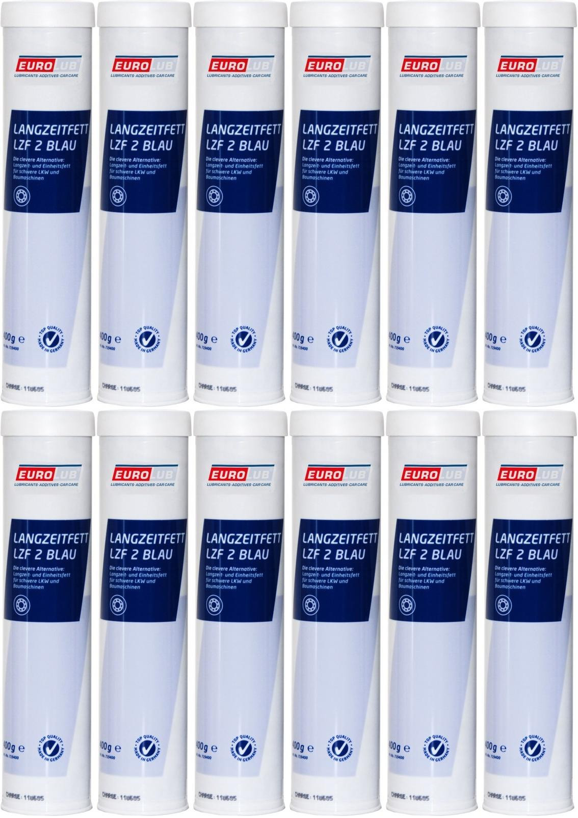 Eurolub Langzeitfett LZF 2 BLAU Fett Kartusche 12x 400 Gramm