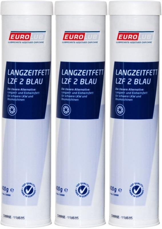 Eurolub Langzeitfett LZF 2 BLAU Fett Kartusche 3x 400 Gramm