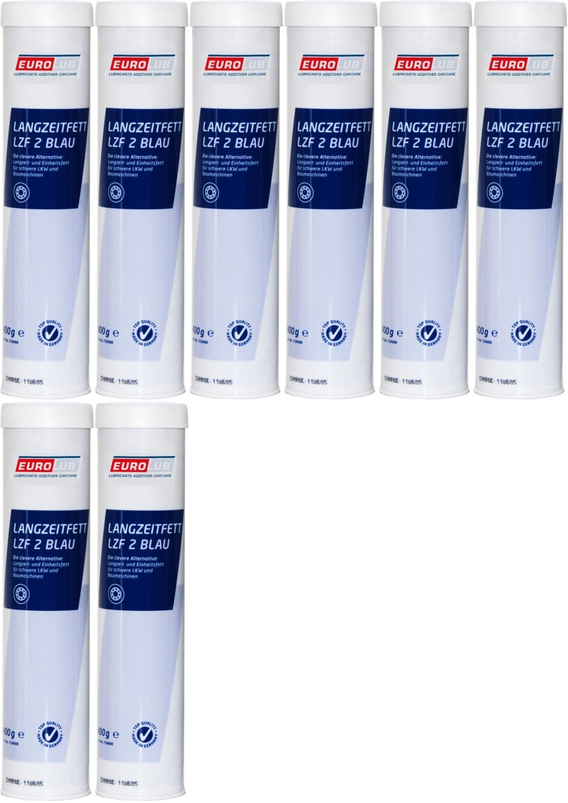 Eurolub Langzeitfett LZF 2 BLAU Fett Kartusche 8x 400 Gramm
