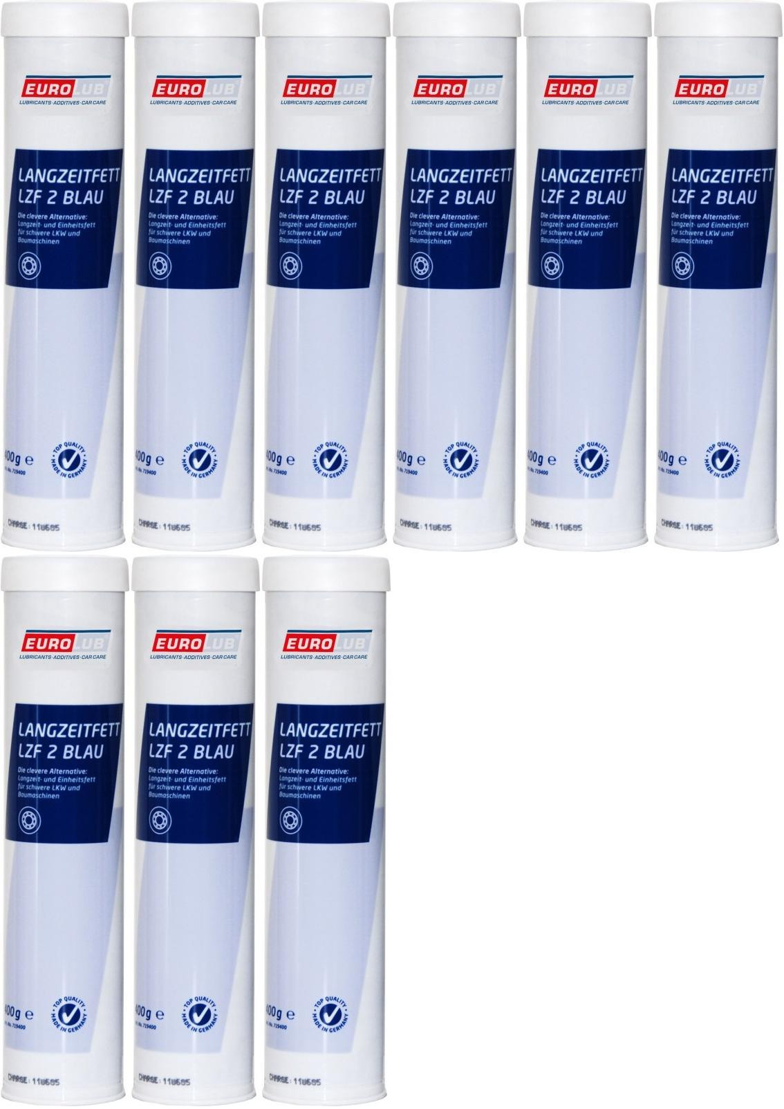 Eurolub Langzeitfett LZF 2 BLAU Fett Kartusche 9x 400 Gramm