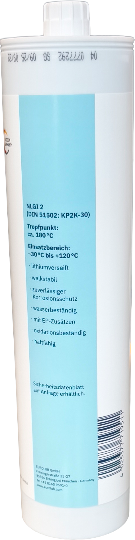 Eurolub Langzeitfett LZF 2 BLAU 500g Fett Kartusche