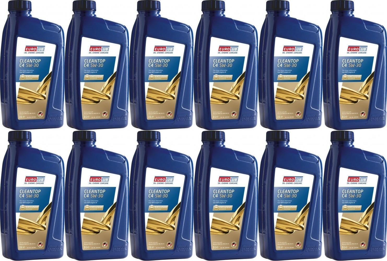EUROLUB Cleantop C4 5W-30 Motoröl 12x 1l = 12 Liter