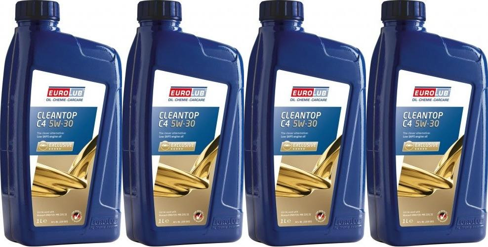EUROLUB Cleantop C4 5W-30 Motoröl 4x 1l = 4 Liter