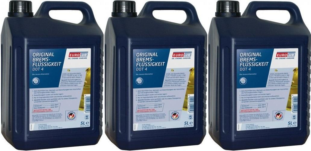 Eurolub Bremsflüssigkeit DOT 4 3x 5 = 15 Liter