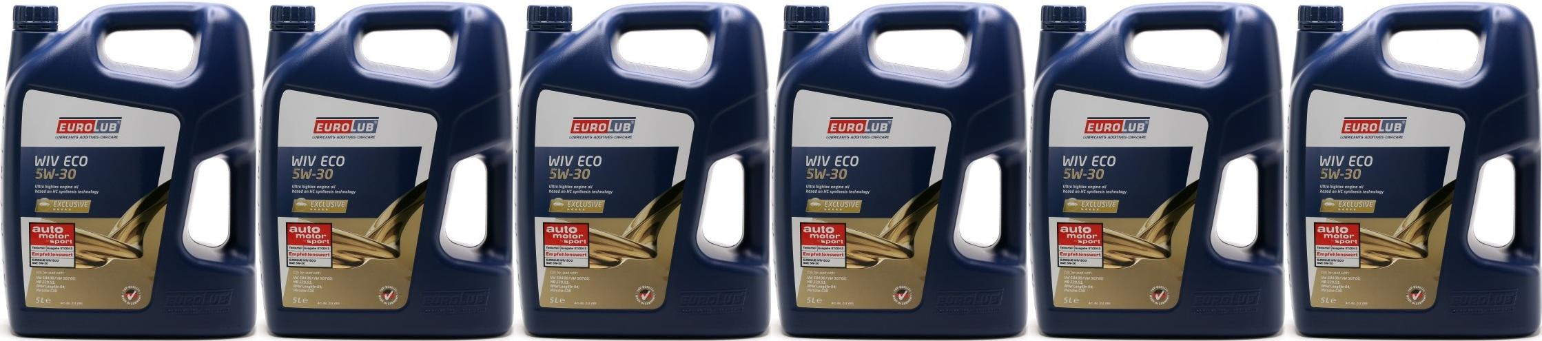 EUROLUB WIV ECO 5W-30 Motoröl 6x 5 = 30 Liter