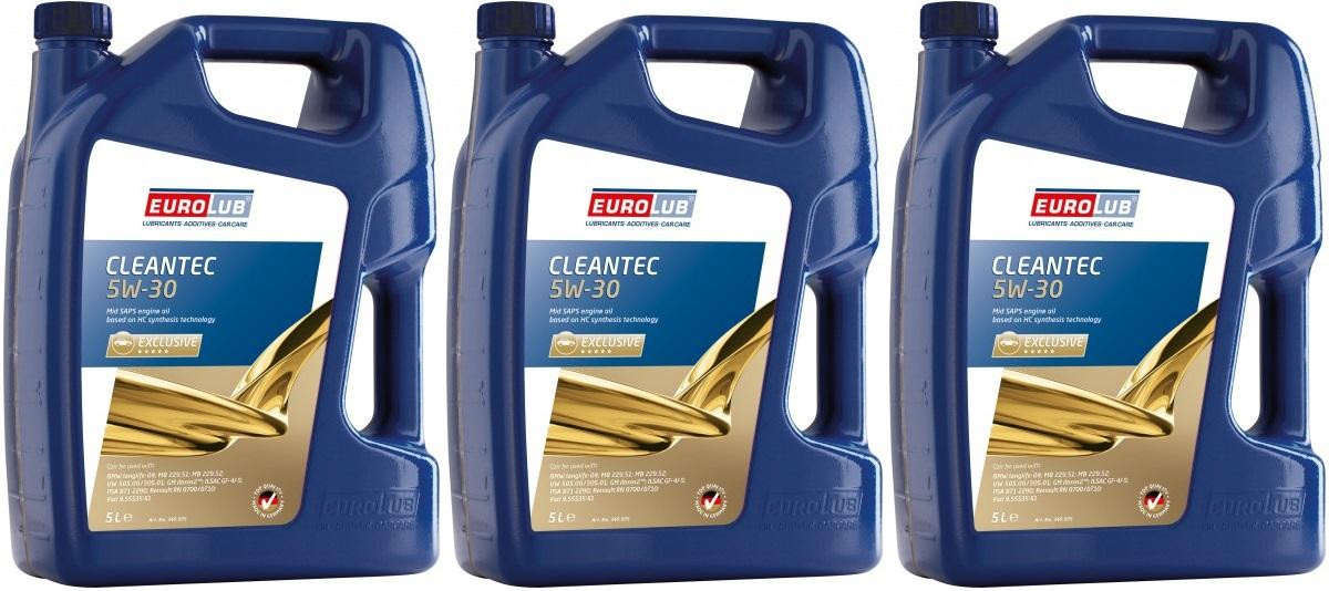 Eurolub CLEANTEC 5W-30 Motoröl 3x 5 = 15 Liter