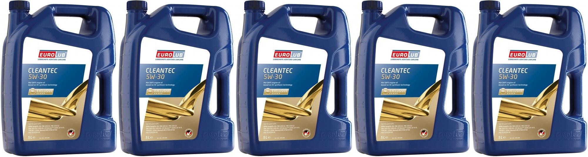 Eurolub CLEANTEC 5W-30 Motoröl 5x 5 = 25 Liter