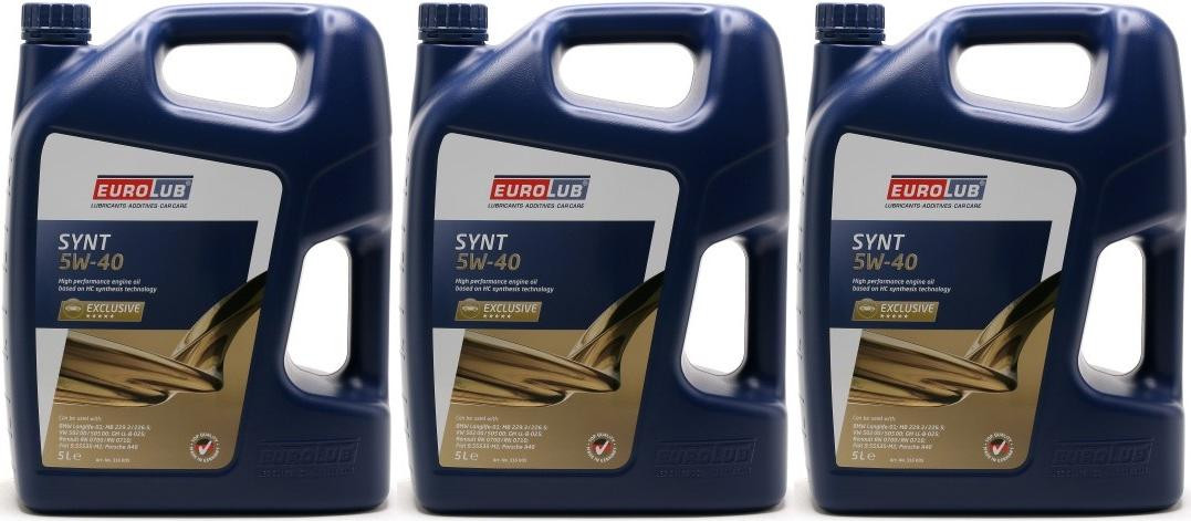 Eurolub SYNT 5W-40 Motoröl 3x 5 = 15 Liter