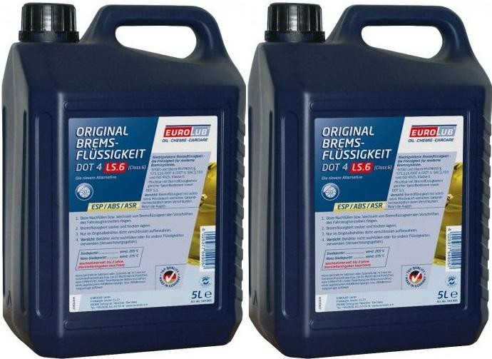 Eurolub Bremsflüssigkeit DOT4 LS.6 (CLASS6) 2x 5 = 10 Liter