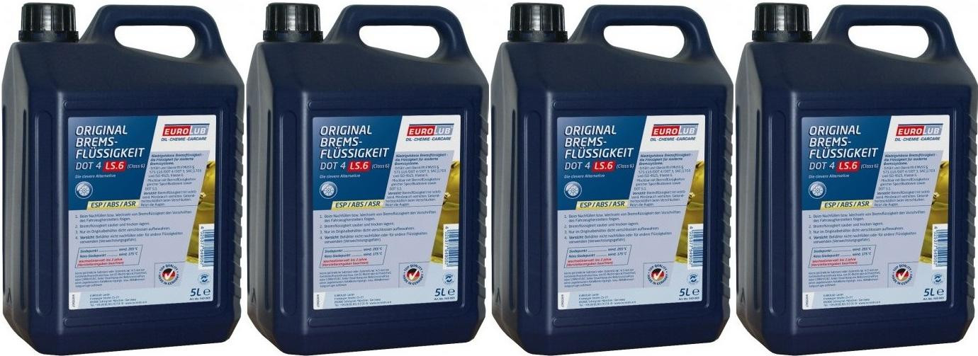 Eurolub Bremsflüssigkeit DOT4 LS.6 (CLASS6) 4x 5 = 20 Liter