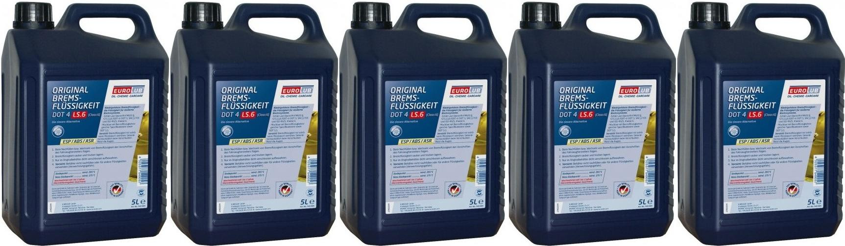 Eurolub Bremsflüssigkeit DOT4 LS.6 (CLASS6) 5x 5 = 25 Liter