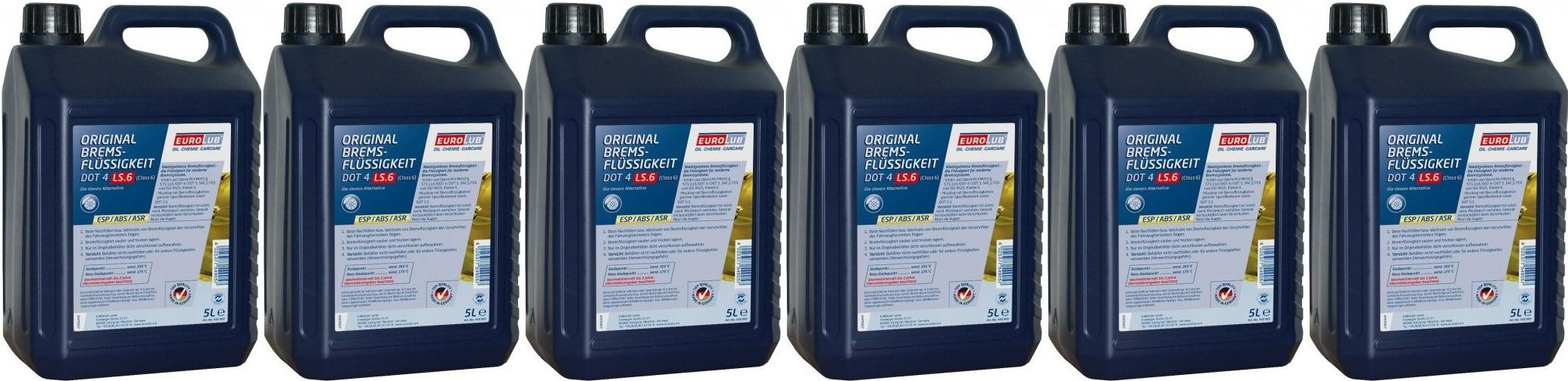 Eurolub Bremsflüssigkeit DOT4 LS.6 (CLASS6) 6x 5 = 30 Liter