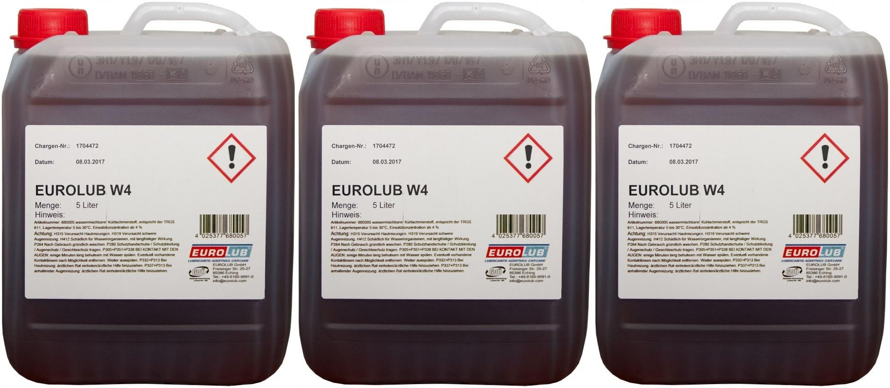 EUROLUB wassermischbarer Kühlschmierstoff W4 3x 5 = 15 Liter