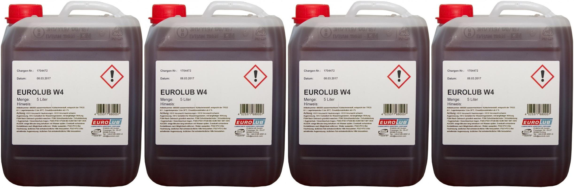 EUROLUB wassermischbarer Kühlschmierstoff W4 4x 5 = 20 Liter