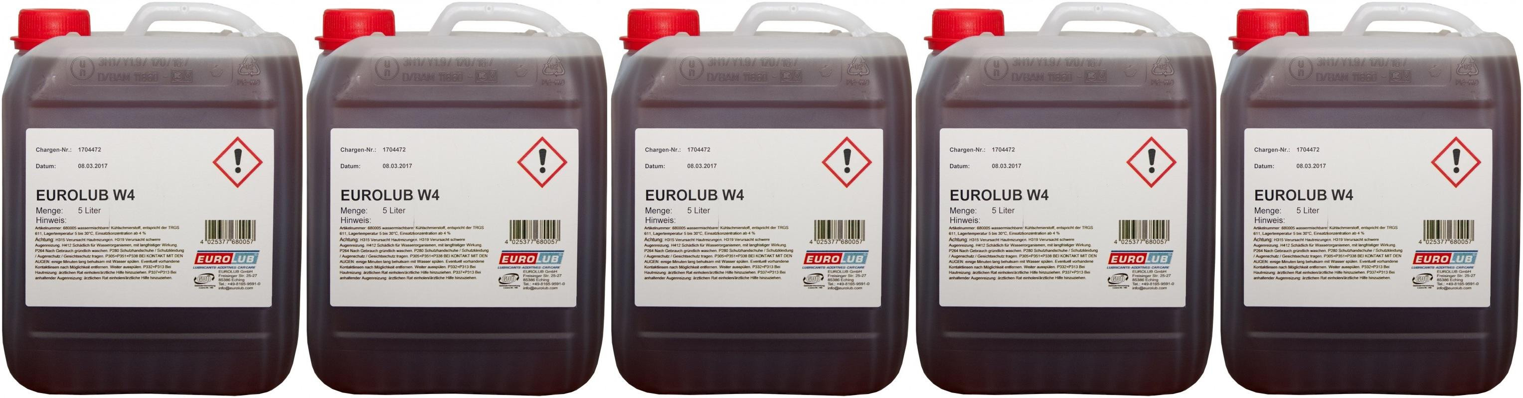 EUROLUB wassermischbarer Kühlschmierstoff W4 5x 5 = 25 Liter