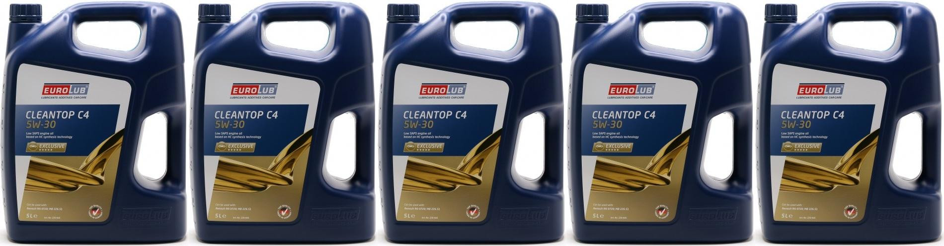 Eurolub Cleantop C4 5W-30 Motoröl 5x 5 = 25 Liter