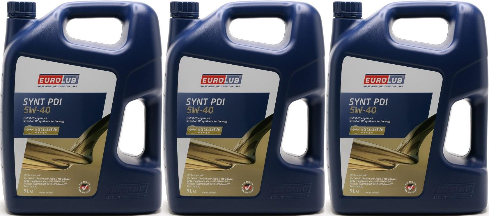 Eurolub SYNT PDI SAE 5W-40 Motoröl 3x 5 = 15 Liter
