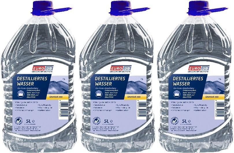 EUROLUB Destilliertes Wasser 3x 5 = 15 Liter