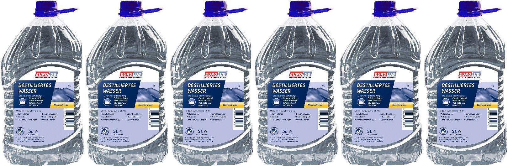EUROLUB Destilliertes Wasser 6x 5 = 30 Liter
