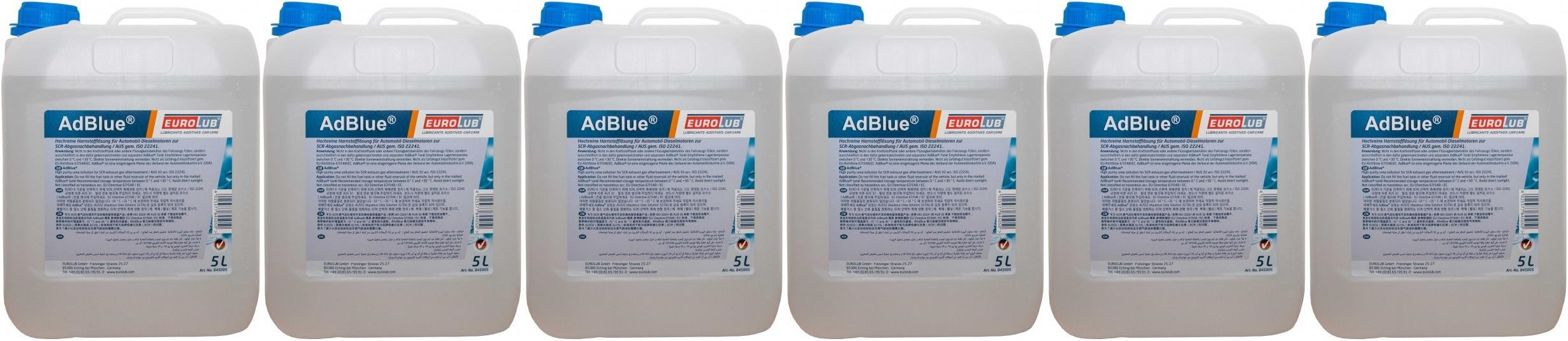 EUROLUB AdBlue Harnstofflösung mit Ausgießer 6x 5 = 30 Liter