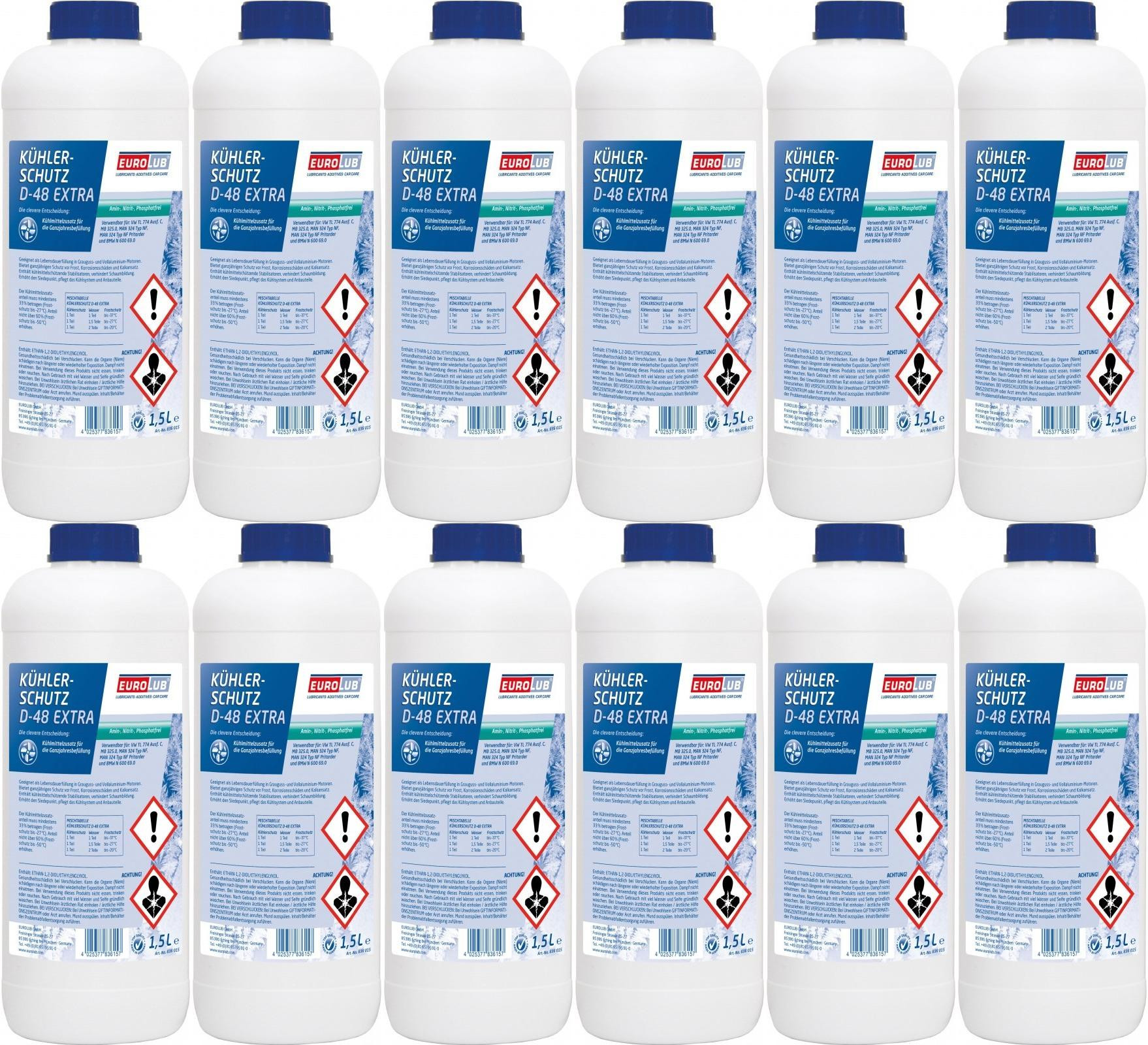 Eurolub Kühlerfrostschutz D-48 Extra Konzentrat 12 x 1,5 = 18 Liter