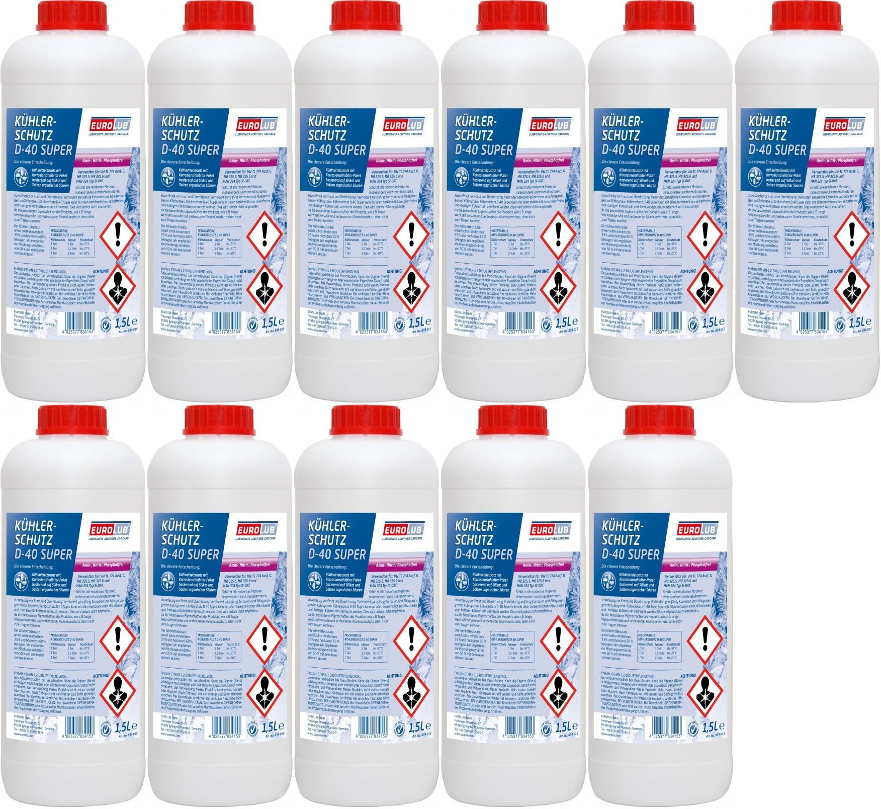 Eurolub Kühlerfrostschutz D-40 Super Konzentrat 11 x 1,5 = 16,5 Liter