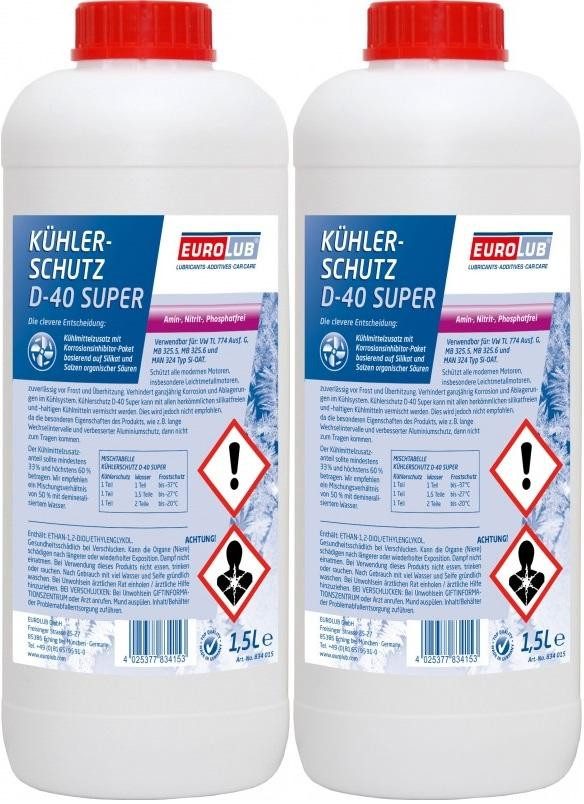 Eurolub Kühlerfrostschutz D-40 Super Konzentrat 2 x 1,5 = 3 Liter