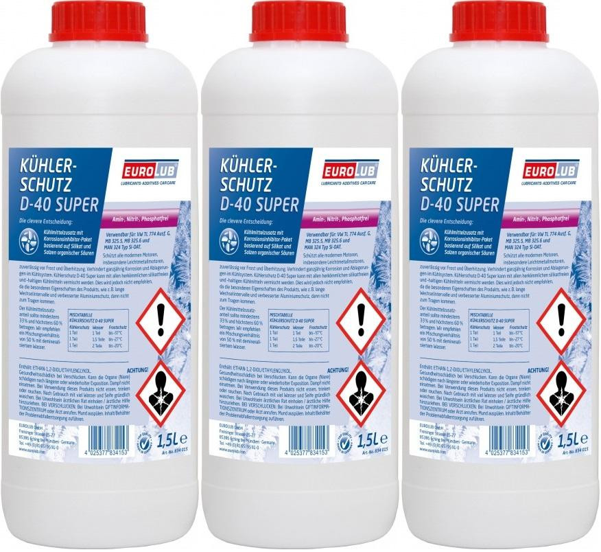 Eurolub Kühlerfrostschutz D-40 Super Konzentrat 3 x 1,5 = 4,5 Liter