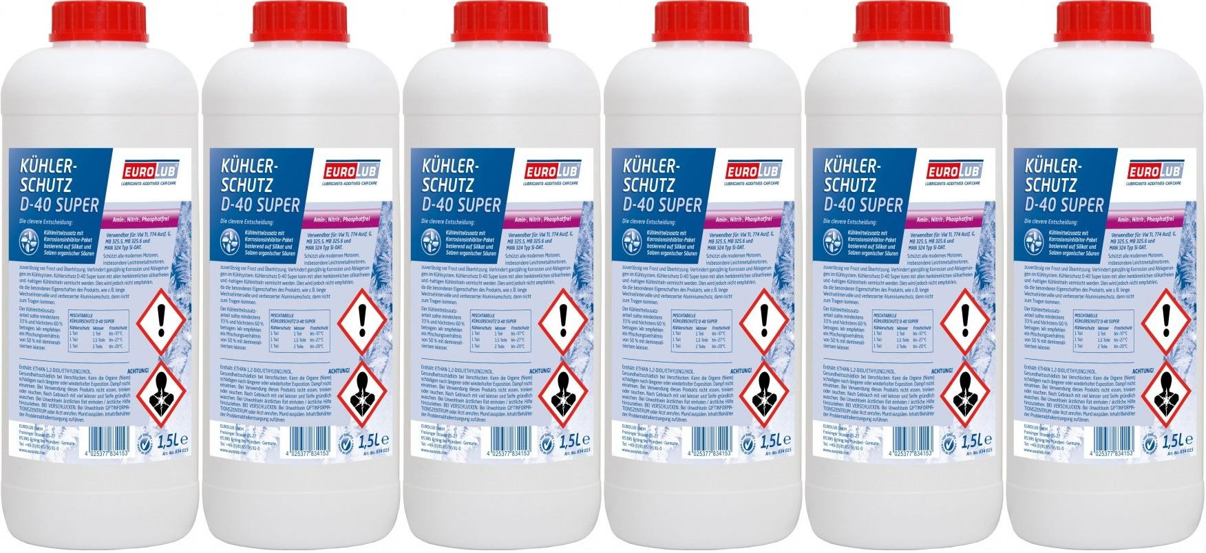 Eurolub Kühlerfrostschutz D-40 Super Konzentrat 6 x 1,5 = 9 Liter
