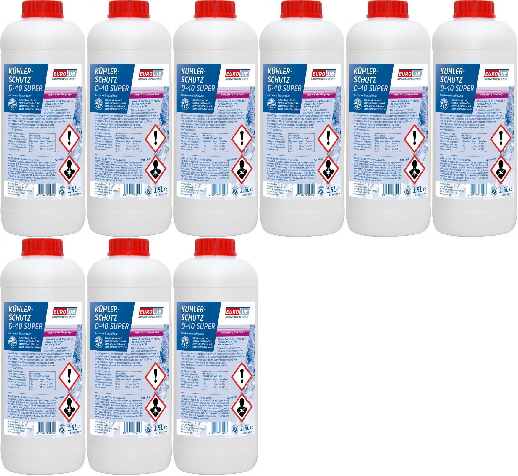 Eurolub Kühlerfrostschutz D-40 Super Konzentrat 9 x 1,5 = 13,5 Liter
