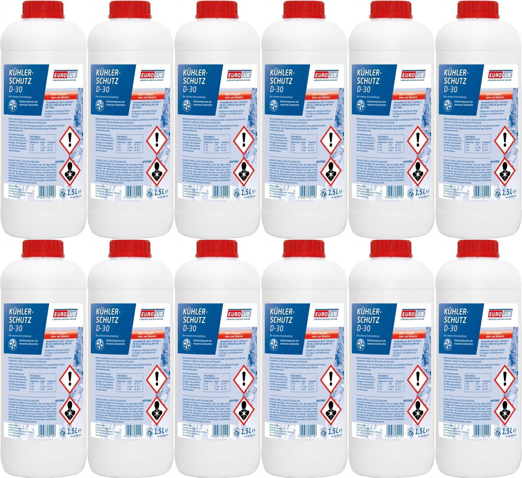 Eurolub Kühlerfrostschutz D-30 Konzentrat 12 x 1,5 = 18 Liter