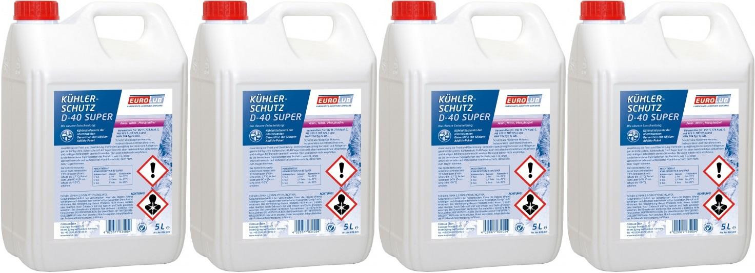 Eurolub Kühlerfrostschutz D-40 Super Konzentrat 4x 5 = 20 Liter