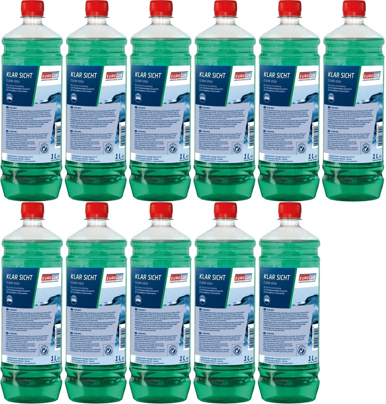 EUROLUB Klar Sicht Sommer 1:10 Scheibenreiniger-Konzentrat 11x 1l = 11 Liter