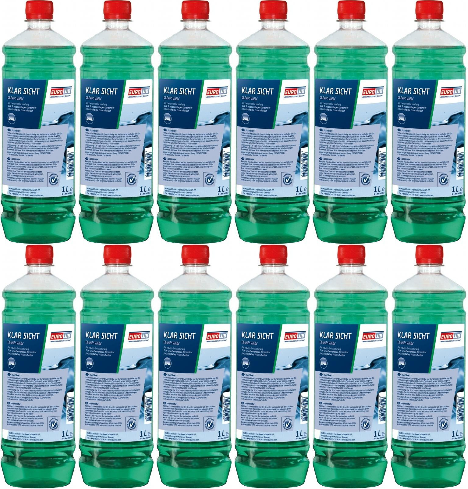 EUROLUB Klar Sicht Sommer 1:10 Scheibenreiniger-Konzentrat 12x 1l = 12 Liter