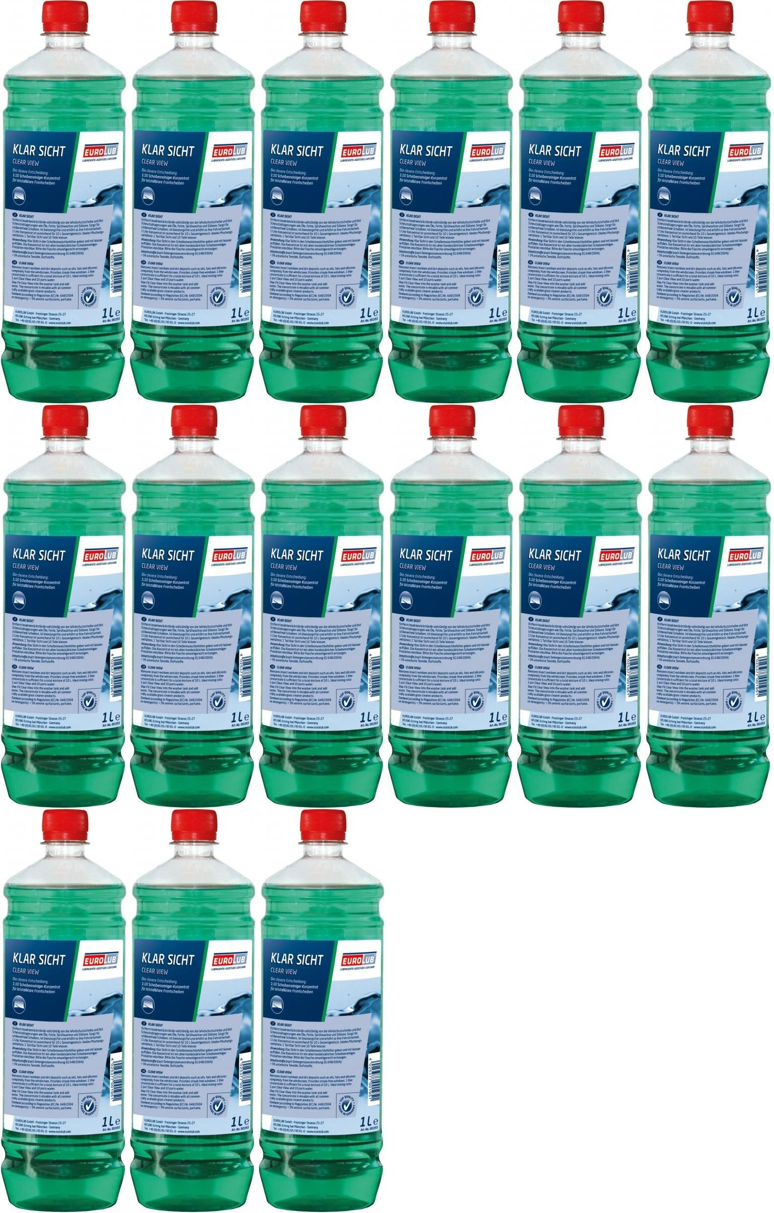 EUROLUB Klar Sicht Sommer 1:10 Scheibenreiniger-Konzentrat 15x 1l = 15 Liter