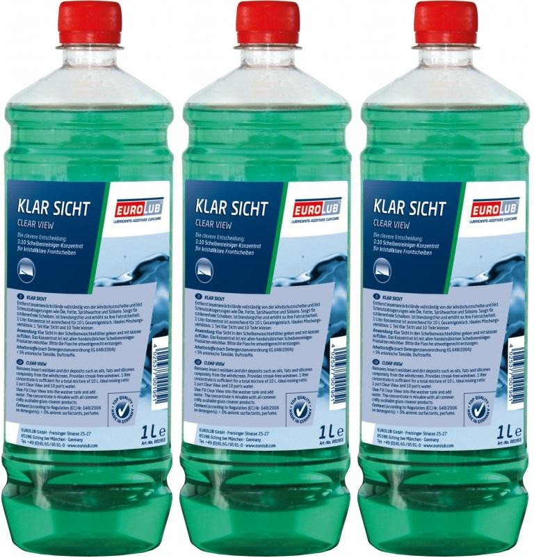 EUROLUB Klar Sicht Sommer 1:10 Scheibenreiniger-Konzentrat 3x 1l = 3 Liter