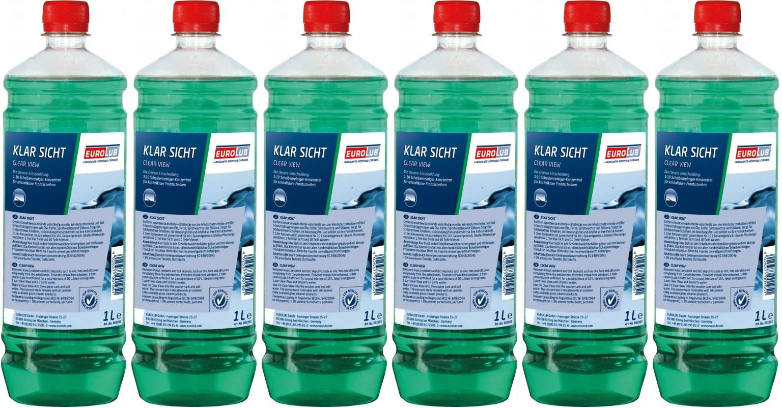 EUROLUB Klar Sicht Sommer 1:10 Scheibenreiniger-Konzentrat 6x 1l = 6 Liter