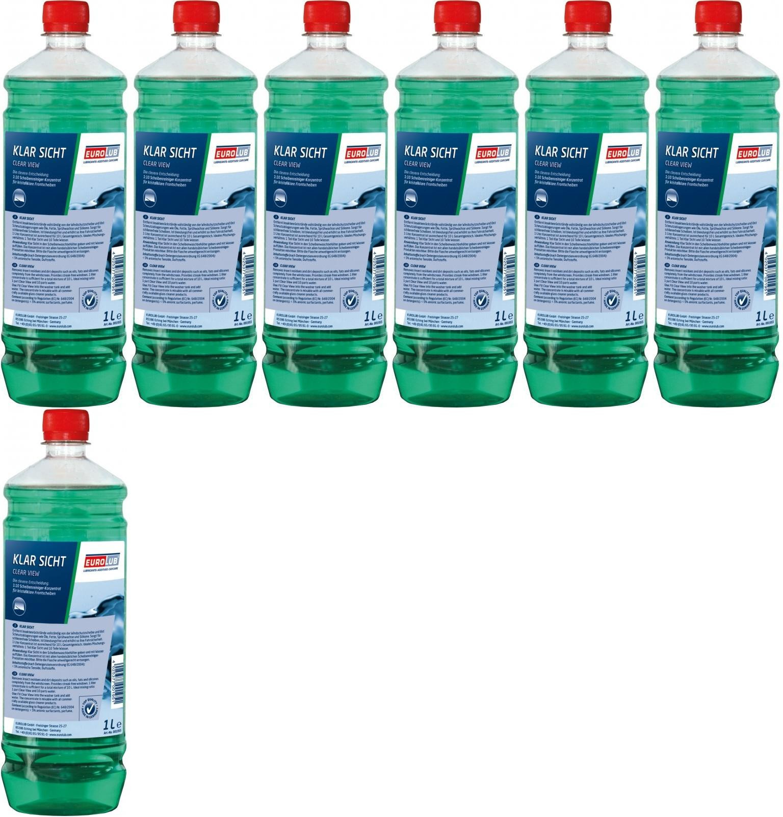 EUROLUB Klar Sicht Sommer 1:10 Scheibenreiniger-Konzentrat 7x 1l = 7 Liter