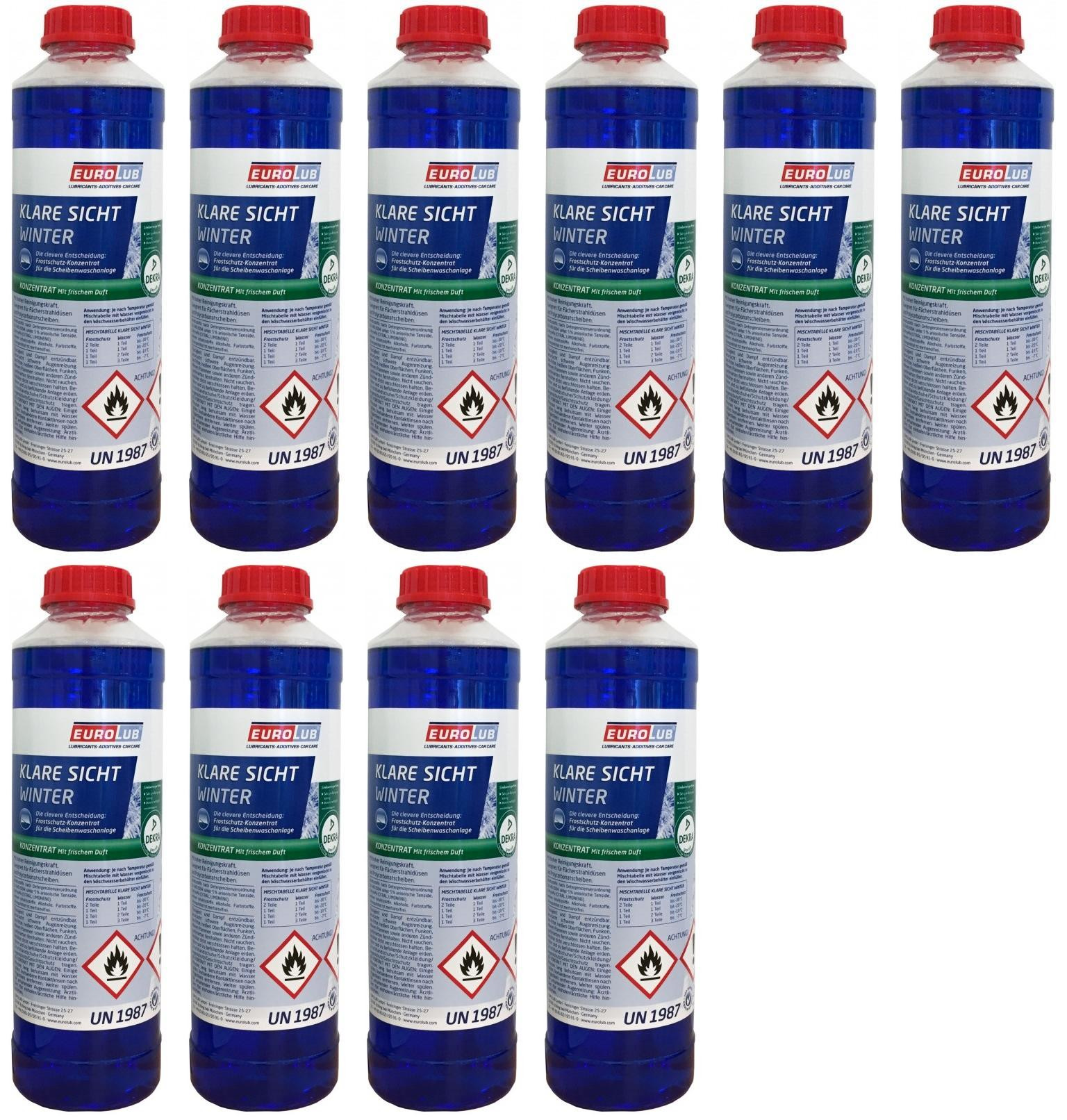 EUROLUB Scheibenfrostschutz Klare Sicht Winter Konzentrat -60°C 10x 1l=10 Liter