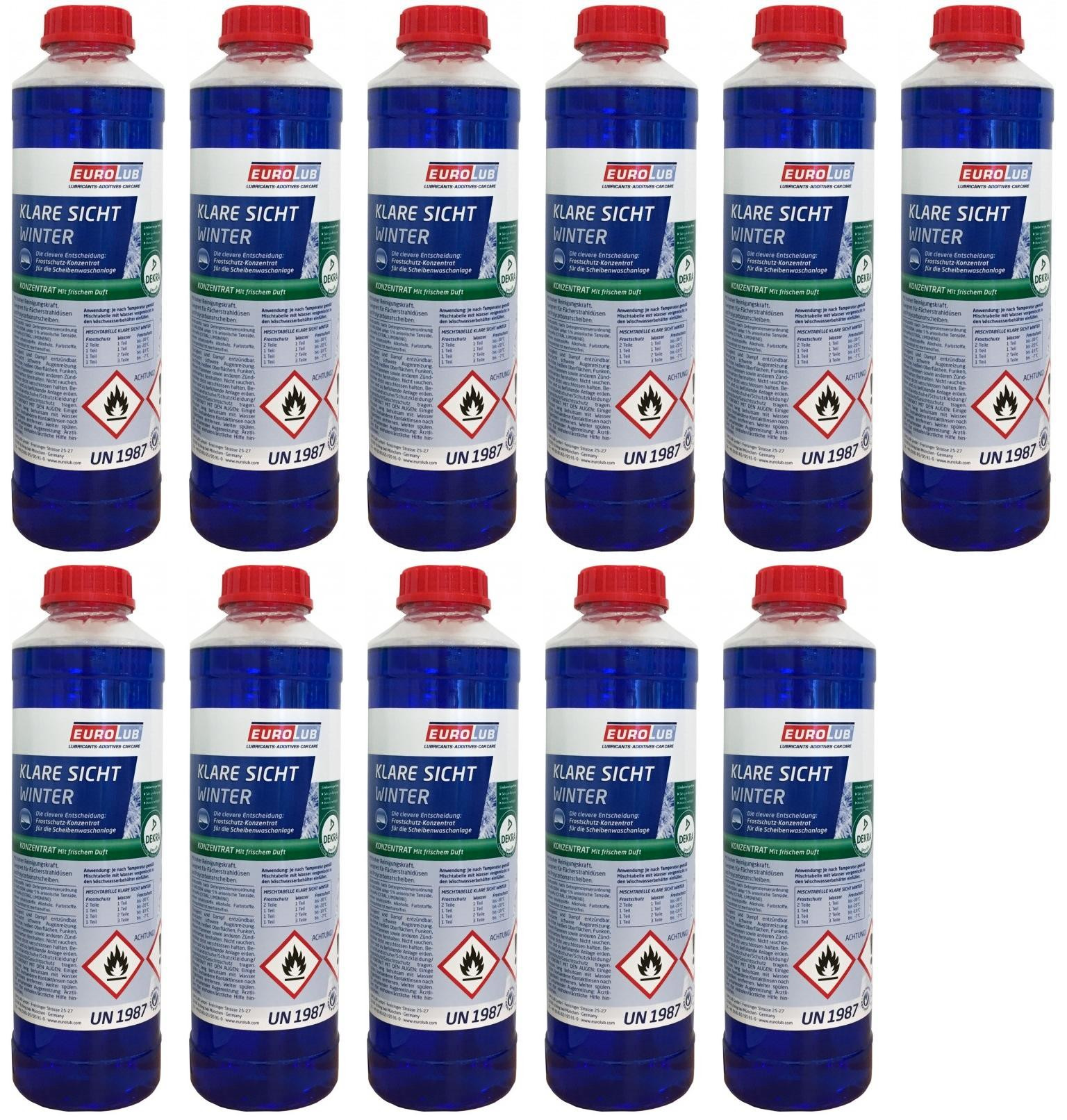 EUROLUB Scheibenfrostschutz Klare Sicht Winter Konzentrat -60°C 11x 1l=11 Liter
