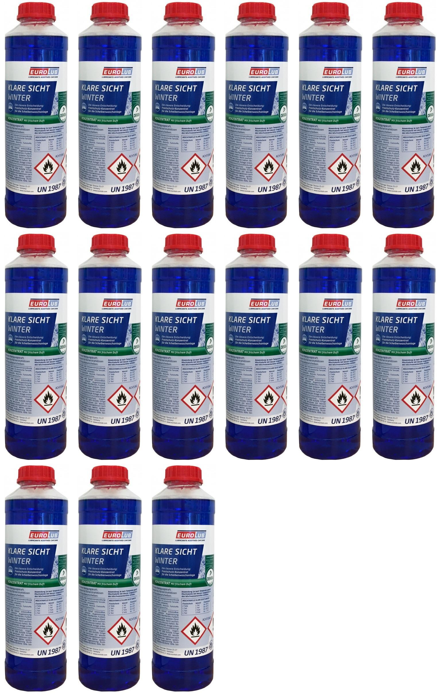 EUROLUB Scheibenfrostschutz Klare Sicht Winter Konzentrat -60°C 15x 1l=15 Liter
