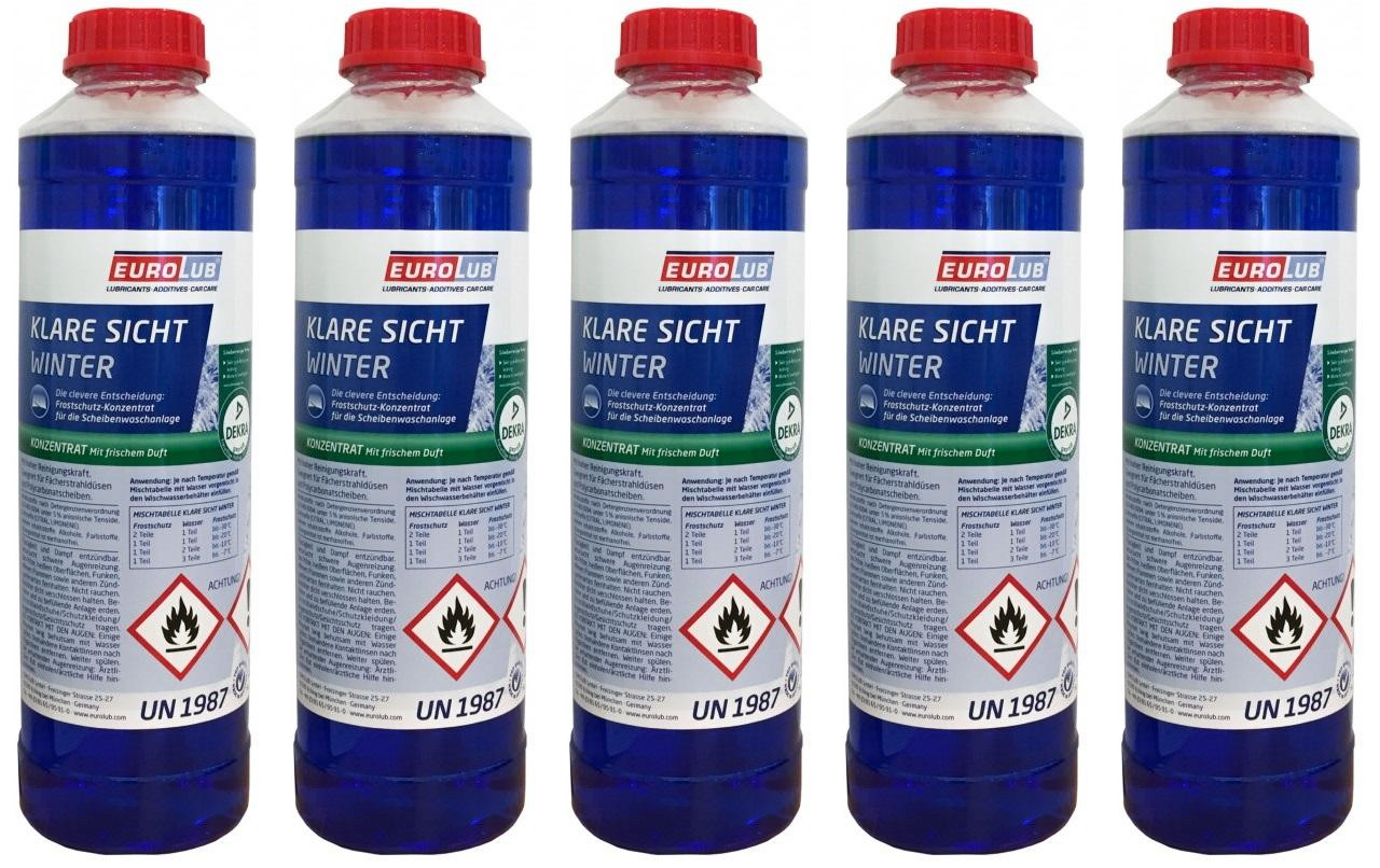 EUROLUB Scheibenfrostschutz Klare Sicht Winter Konzentrat -60°C 5x 1l = 5 Liter