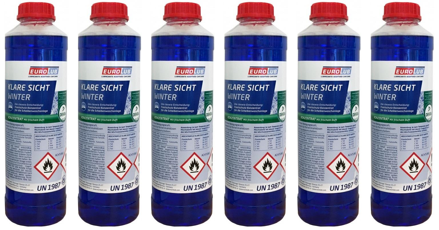 EUROLUB Scheibenfrostschutz Klare Sicht Winter Konzentrat -60°C 6x 1l = 6 Liter